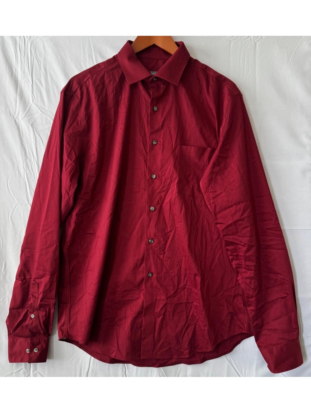 Van Heusen Flex Dress Shirt Mens L 16-16.5 Burgundy Wrinkle Free